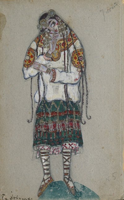 A lány. Jelmeztervezés I. Sztravinszkij A tavasz rítusa Le Sacre du Printemps című balettjéhez, 1912 alkotó: Nikolai Konstantinowitsch Roerich