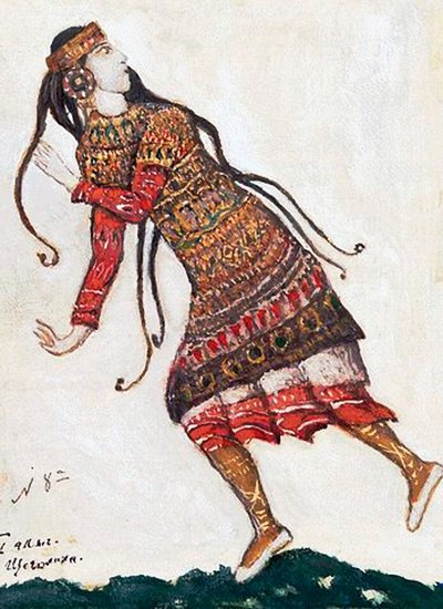 Ultra divatos hölgy. Jelmeztervezés I. Sztravinszkij A tavasz rítusa Le Sacre du Printemps című balettjéhez, 1912 alkotó: Nikolai Konstantinowitsch Roerich