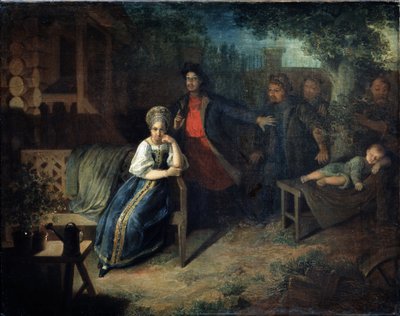 A rabló Jegor Bashlyk elrabolja a kereskedő feleségét, Grunyát. Nyikolaj Mihajlovics Alekszejev (1813-1880) festménye. Olaj, vászon, 77,7 x 99,2 cm alkotó: Nikolai Mikhailovich Alexeyev