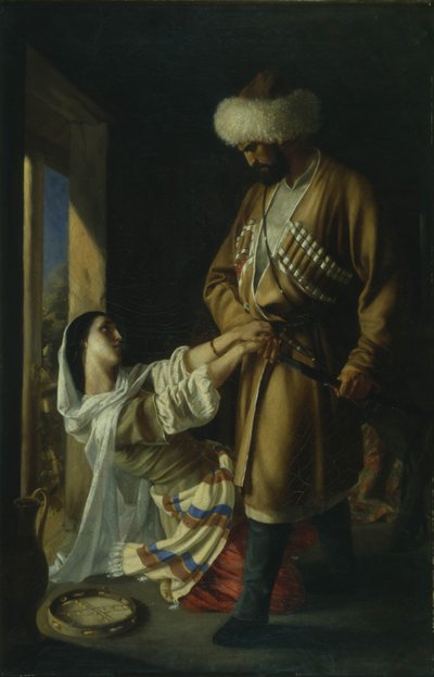Leila és Khadji Abrek M. Lermontov verse után, 1852 alkotó: Nikolai Nikolayevich Ge