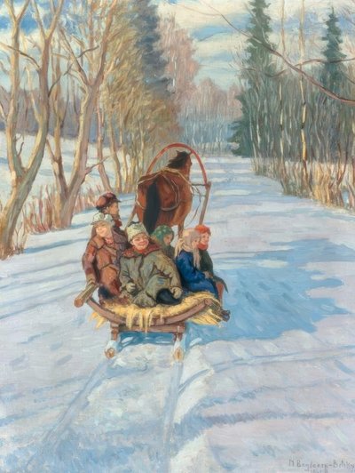 Gyerekek a szánon alkotó: Nikolai P. Bogdanow-Bjelski