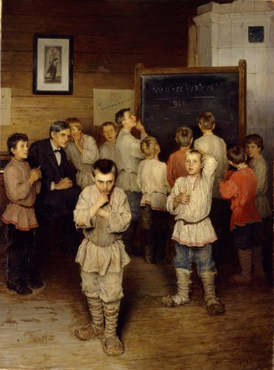 Fejszámolás az általános iskolában, 1895 alkotó: Nikolai Petrovich Bogdanov Belsky