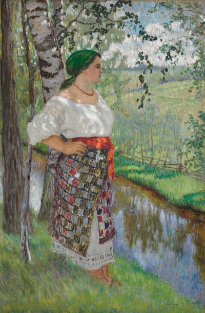 Parasztasszony egy patak mellett alkotó: Nikolai Petrovich Bogdanov Belsky