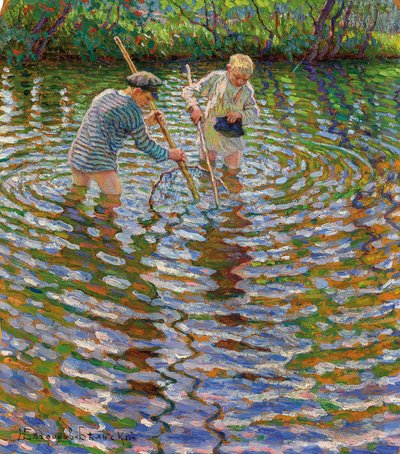 Fiatal fiúk rákot horgásznak alkotó: Nikolai Petrovich Bogdanov Belsky