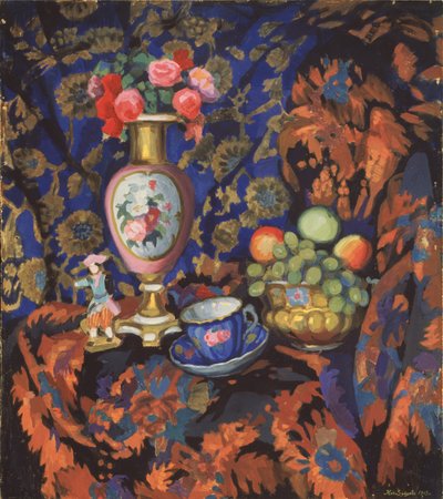 Csendélet porcelánnal és virágokkal, 1913 alkotó: Nikolai Semyonovich Zaytsev