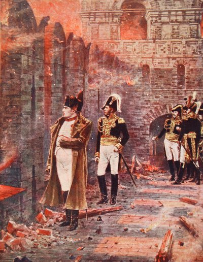 Napóleon a moszkvai tüzet nézi, illusztráció a Hutchinson nemzetek története című művéből, 1910 körül alkotó: Nikolai Stepanovich Vereshchagin