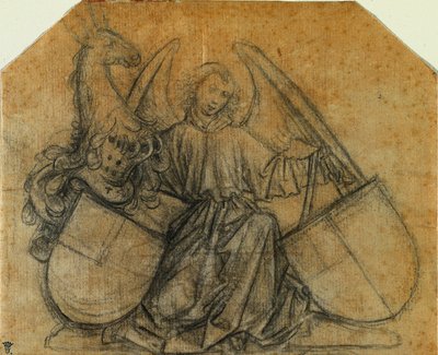 Egy angyal, aki két takarót támogat, c. 1470. alkotó: Nikolaus Gerhaert von Leyden
