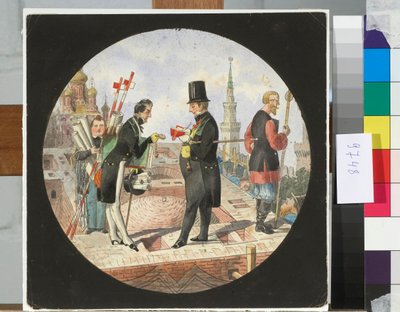 Lev von Bode báró és Nikolay Chichagov építész a moszkvai Nagy Kreml-palota építkezésén – Nicolas Benois munkája (1813-1898) alkotó: Nikolay Benois
