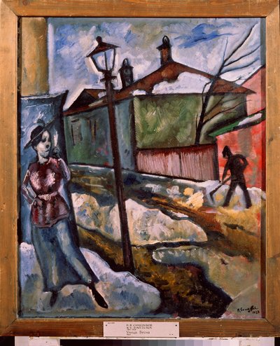 Egy utca - forrás (A street - Spring) - Nyikolaj Vladimirovics Szinezubov (Nicolas Sinezuboff) festménye (1891-1956), olaj, vászon alkotó: Nikolay Vladimirovic Sinezubov
