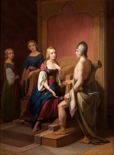 Heimdall visszaadja a Brisingament Freyának, 1846 alkotó: Nils Jakob Blommér