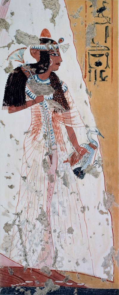 Fiatal nő kacsával, az Ipouy sírjából származó freskó másolata, Théba, II. Ramesses uralkodása idejéből, az Ancient Egyptian Paintings lemezéről, készítette Nina Davies. alkotó: Nina de Garis Davies