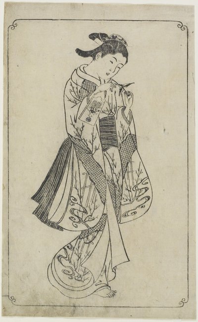 (Courtesan Holding a Battledore), 1739 alkotó: Nishikawa Sukenobu