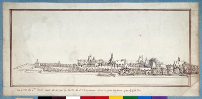 The Hospital of St Louis (toll és tinta mosással papíron) alkotó: Noel Gasselin