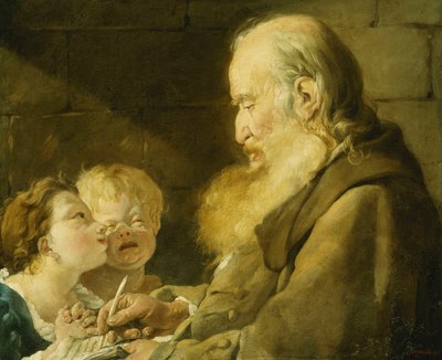 Egy iskolamester tanítványaival, 1801 alkotó: Noel Halle