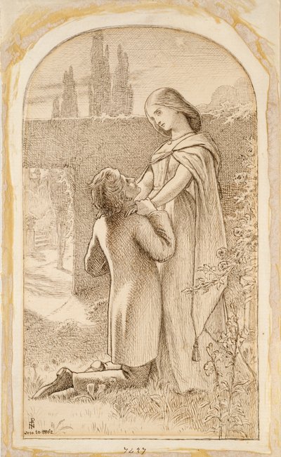 Két szerető egy csillagfényes kertben, 1862 alkotó: Noel Paton