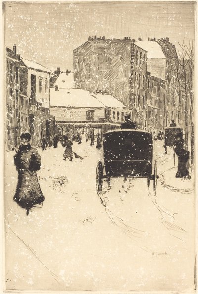 Boulevard Clichy a hóban alkotó: Norbert Goeneutte