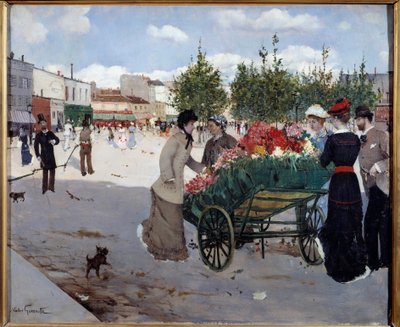Virágüzlet a párizsi Boulevard Rochechouartban (Marche de la Madeleine). Norbert Goeneutte (1854-1894) festménye alkotó: Norbert Goeneutte