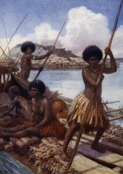 Tovább a piacra, Brit Új-Guinea (színes litho) alkotó: Norman Hardy