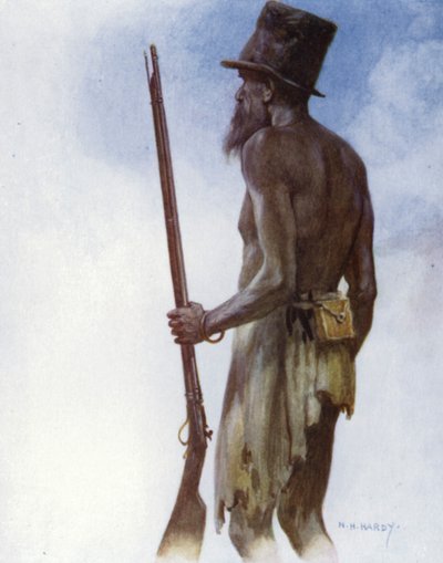 Régi kannibálfőnök, akivel a művész találkozott Aoba szigetén, Új-Hebridákon (színes litho) alkotó: Norman Hardy