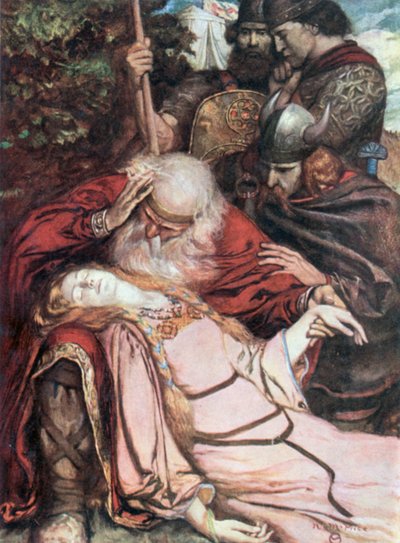 Lear, "Cordelia, Cordelia". Lear király - V. felvonás, 3. jelenet (színes litográfia) alkotó: Norman Mills (after) Price