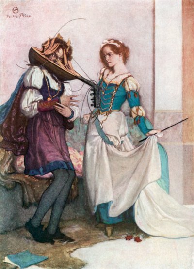 A szelíd Katalin. A cickányszelídítő - II. felvonás, 1. jelenet (színes lithó) alkotó: Norman Mills (after) Price