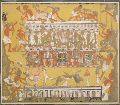 Katafalk építése, Ipuy sírja, kb. Kr.e. 1279–1213 (tempera papíron) alkotó: Norman de Garis Davies