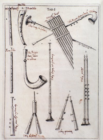 Fúvós hangszerek oldal a "The Three Types of Musical Instruments" című filmből, Francesco Bianchini régi hangszereiről szól alkotó: Northern Italian School