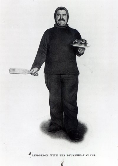 Lindstrom a hajdina süteményekkel, a Déli-sarkból, Roald E. Amundsen, 1910-1912 alkotó: Norwegian Photographer