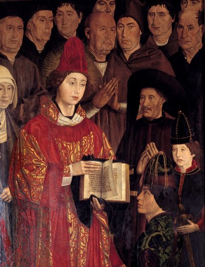Szent Vince poliptichonja (Paineis de Sao Vicente de Fora). Szent Vince és Henri Le Navigateur (1394-1460), portugál herceg portréja. Nuno Goncalves, a 15. századi portugál festő festménye. Nemzeti Ókori Művészeti Múzeum, Lisszabon. alkotó: Nuno Goncalves or Gonzalvez