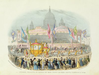 Viktória királynő elhalad a Szent Pál-székesegyház mellett, 1837. november 9. (rajz) alkotó: O. Hodgson