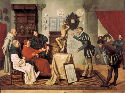 Alonso Berruguete (1480-1561) festő meglátogatja Juan Pardo de Tavera (1472-1545) bíborost (festmény) alkotó: Ocano Sanchez Miguel Jadraque y