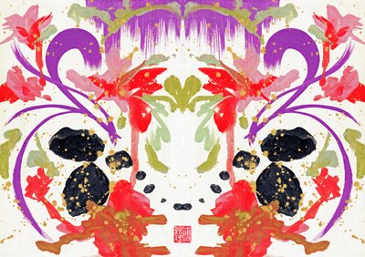 Zen Orange Purple Flowers 2, 2021 (akril, vászon, digitális) alkotó: Odilia W. Y. Fu