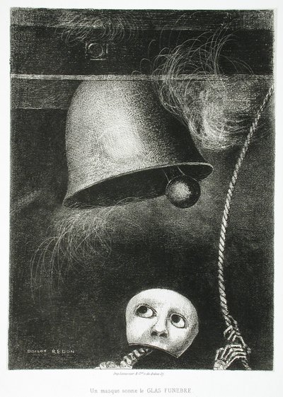 A Mask Sounds the Death Knell alkotó: Odilon Redon