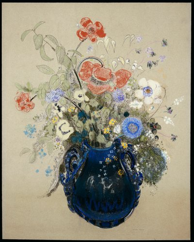 Egy váza kék virágokkal, 1905-2008 körül alkotó: Odilon Redon