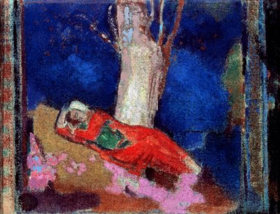 Egy nő feküdt a fa alatt, 19. század vagy 20. század eleje. alkotó: Odilon Redon