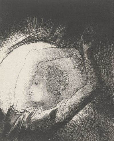 A Napba öltözött nő, 1899 (nyomtatás) alkotó: Odilon Redon