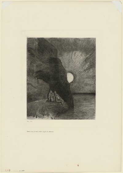 Szüntelenül mellettem kavarog a démon, 7. tábla Charles Baudelaire A gonosz virágai című művéből. alkotó: Odilon Redon