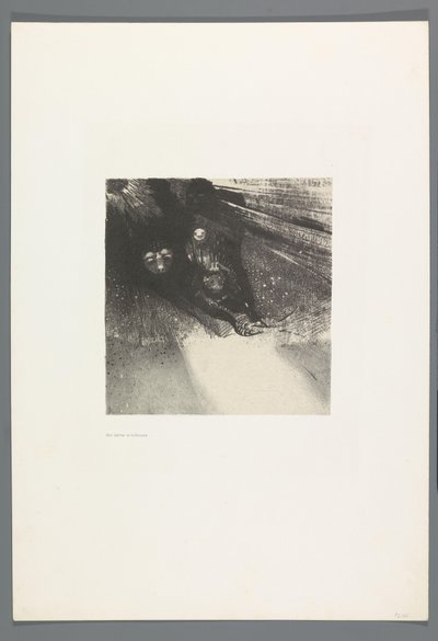 Lárvák és bújók La Maison Hautée, 6 litográfia címlapja Het Haunted House, La Maison Hantée, illusztrációk Bulwer-Lytton szövegével, franciára fordította René Philipon, (sorozat címe) alkotó: Odilon Redon
