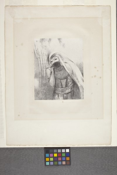 Teljesen fekete szivacsot húz a melléből... (litográfia csipke rátétpapíron) alkotó: Odilon Redon