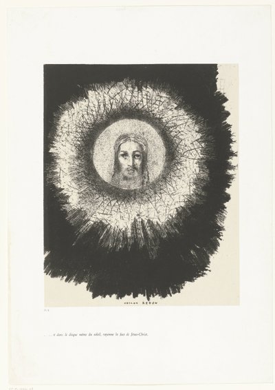 És a nap korongjában felragyogott Krisztus arca ...et dans le disque même du soleil, rayonne la face de Jésus-Christ (cím a tárgyon) Tentation de Saint-Antoine (1) (sorozat címe) Szent Antal megkísértése (sorozat címe) alkotó: Odilon Redon