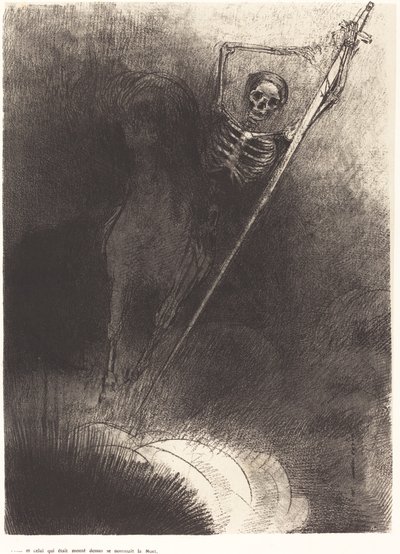 És aki rajta lovagolt, azt Halálnak hívták (És a neve, aki rajta ült, Halál volt) alkotó: Odilon Redon