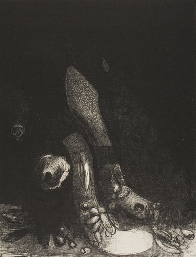 Lehullanak a virágok, és megjelenik egy Python feje, 24/5. tábla alkotó: Odilon Redon