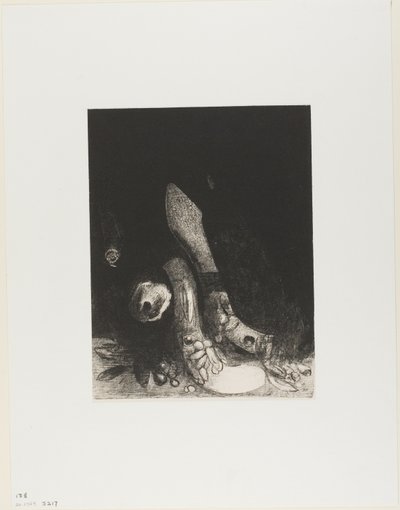 Lehullanak a virágok, és megjelenik egy Python feje, 24/5. tábla alkotó: Odilon Redon