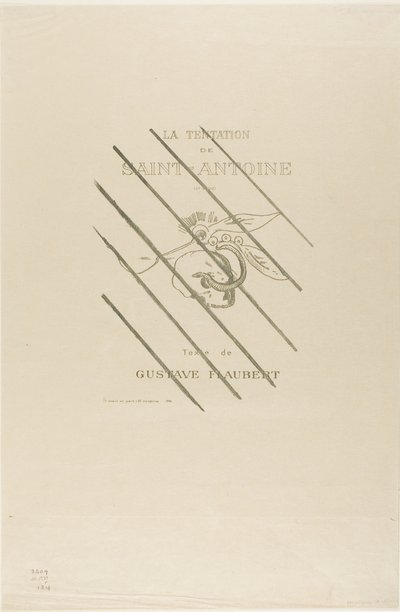 Elülső rész/Címtábla a Tentation de St. Antoine számára alkotó: Odilon Redon