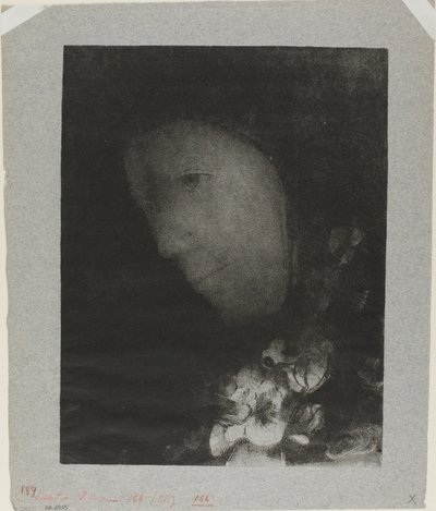 A nő a virágok fűzésével vezetője alkotó: Odilon Redon