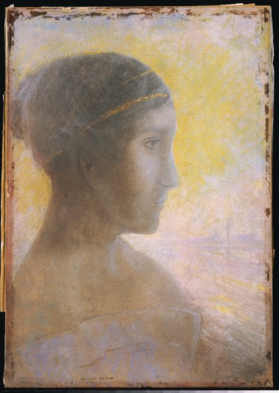 Egy profilú fiatal nő feje, 1895 körül alkotó: Odilon Redon