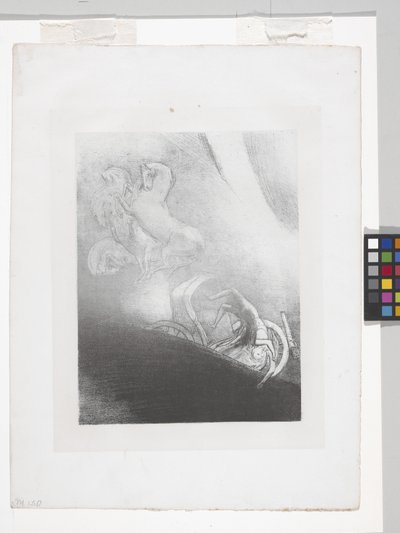 He Falls Into The Abyss... (litográfia kínos rátétpapíron) alkotó: Odilon Redon