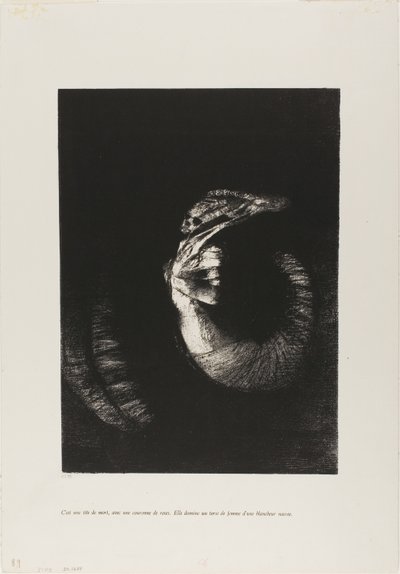 Ez egy rózsákkal koszorúzott koponya... alkotó: Odilon Redon
