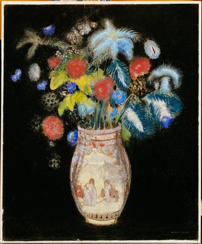 Nagy csokor fekete alapon, 1910 körül alkotó: Odilon Redon