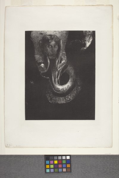 Oannès: "Én, a káosz első tudata..." (litográfia kínos rátétpapíron) alkotó: Odilon Redon